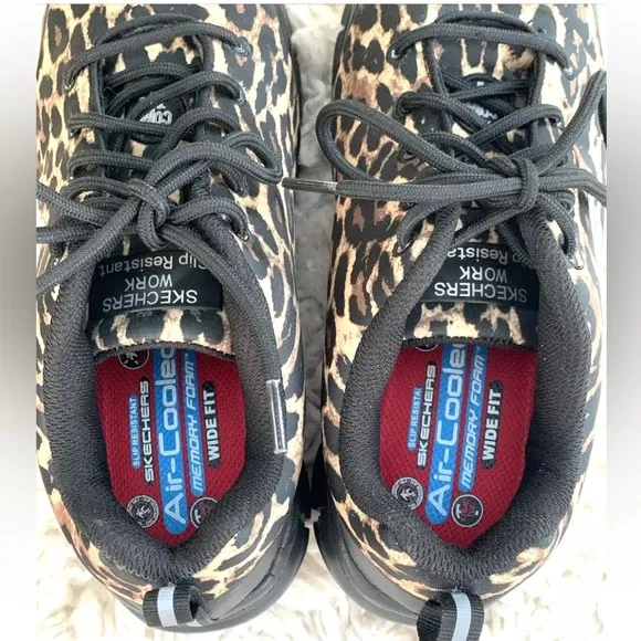 Skechers Sure Track Composite Toe Safety Shoes Womens Size 7.5 Leopard Black
