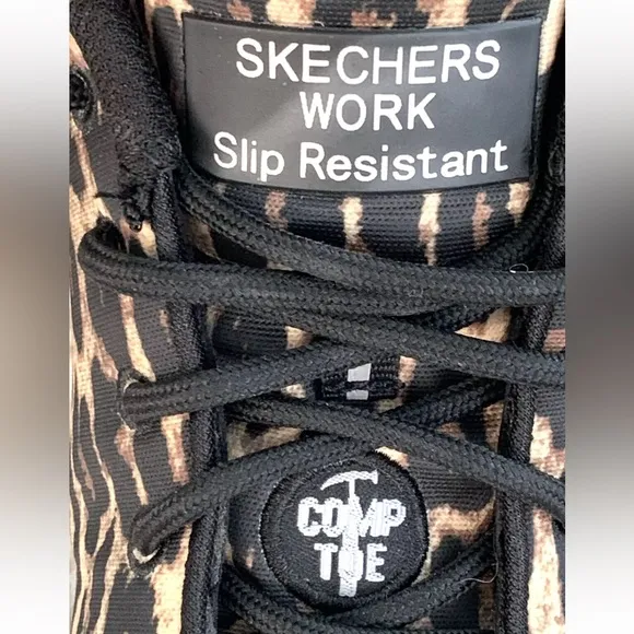 Skechers Sure Track Composite Toe Safety Shoes Womens Size 7.5 Leopard Black