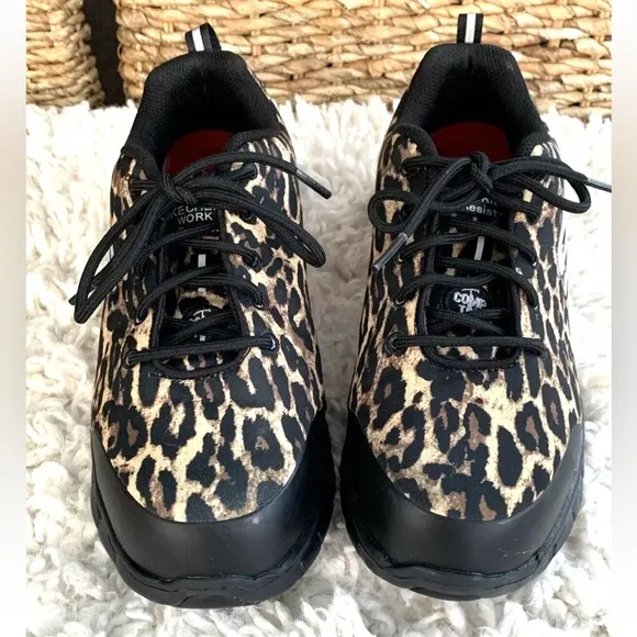 Skechers Sure Track Composite Toe Safety Shoes Womens Size 7.5 Leopard Black