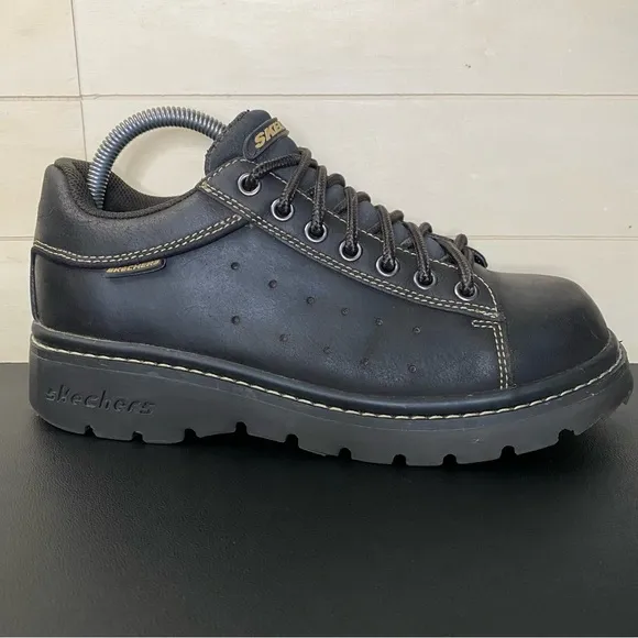 Skechers Vintage Y2K Sneakers Brown Leather Women's Size 8.5 Shoes Grunge