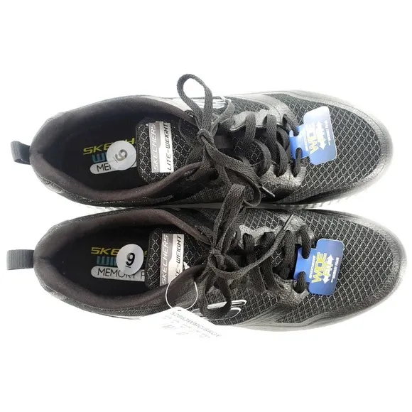 Skechers Wide Fit Memory Foam Lightweight Shoes Mens 9 Black