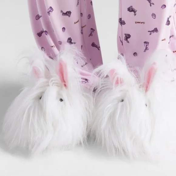 Skims Fluffy Bunny Slippers New White Size 37 NEW