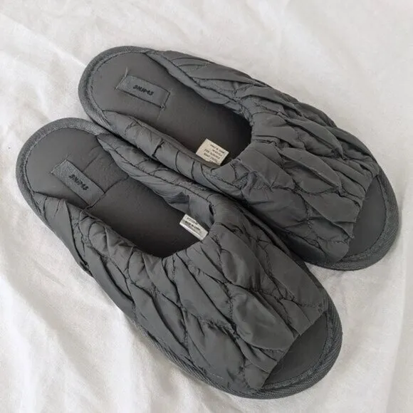 Skims Gunmetal Quilted Slippers Size 9.5 Women