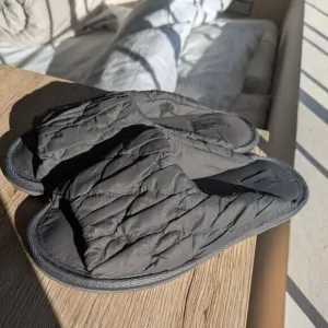 Skims Gunmetal Quilted Slippers Size 9.5 Women
