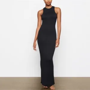 SKIMS Smooth Lounge Open Back Maxi Dress Black