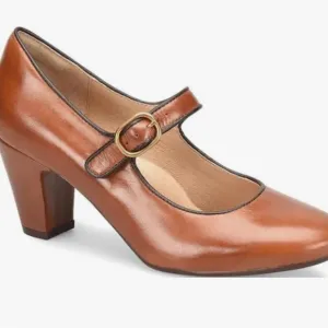 Sofft Brown Leather Heels with Glossy Finish