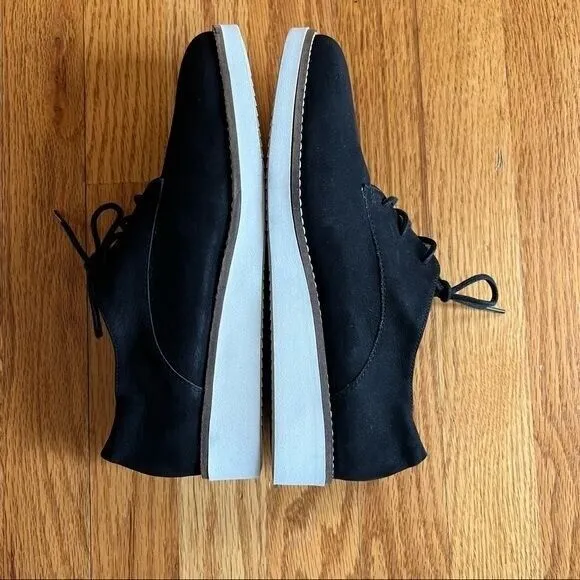 SoftWalk Willis Derby Oxford Shoes Womens Size 8.5‎ Black Smooth Suede Comfy