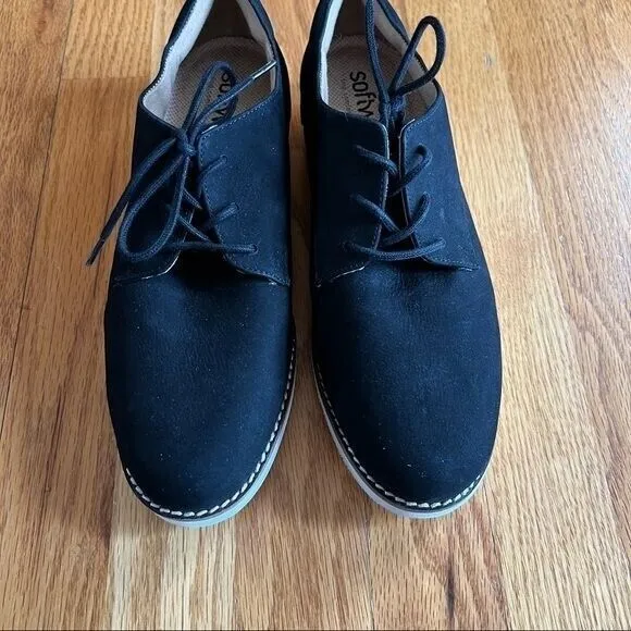 SoftWalk Willis Derby Oxford Shoes Womens Size 8.5‎ Black Smooth Suede Comfy
