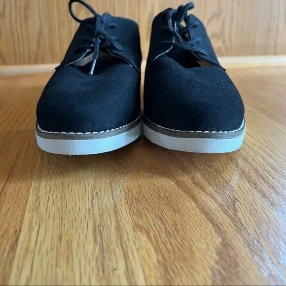SoftWalk Willis Derby Oxford Shoes Womens Size 8.5‎ Black Smooth Suede Comfy