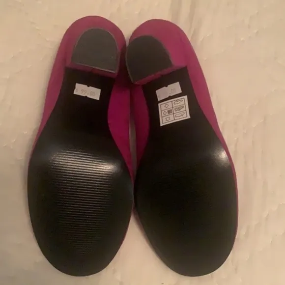 𝅺SOHO LAB NWT fuchsia pink leather open toe heels shoes in size 6.5