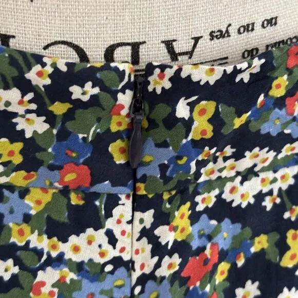 [SOLD OUT] Boden Size 2 / 4 Corinne Black Multi Floral Cotton A-Line Midi Skirt