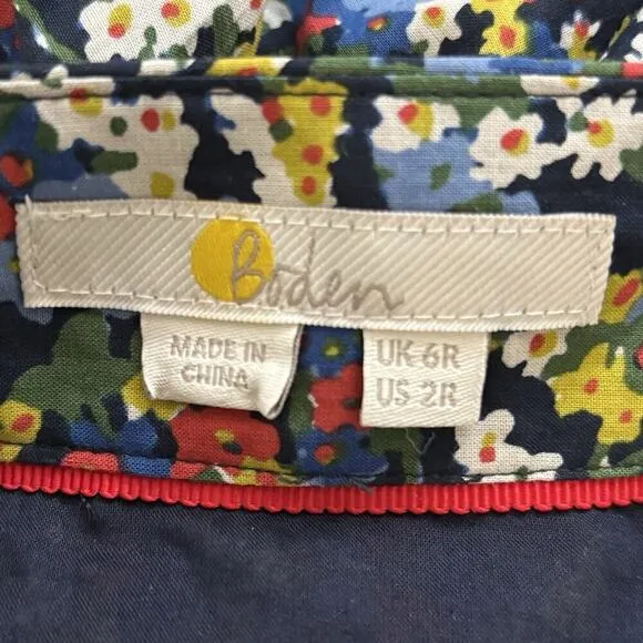 [SOLD OUT] Boden Size 2 / 4 Corinne Black Multi Floral Cotton A-Line Midi Skirt