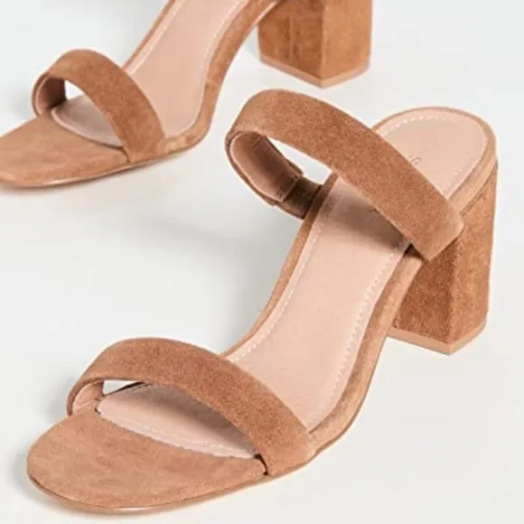 Soludos Ines Walnut Tan Suede Leather Heels Slip On Block Heel Strap Sandals 9.5