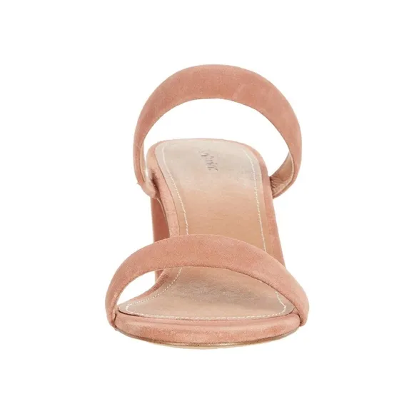 Soludos Ines Walnut Tan Suede Leather Heels Slip On Block Heel Strap Sandals 9.5