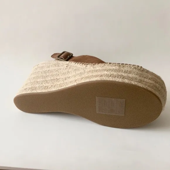 Soludos Sevilla Walnut Tan Suede Espadrille Platform Wedge Slingback Sandals 10