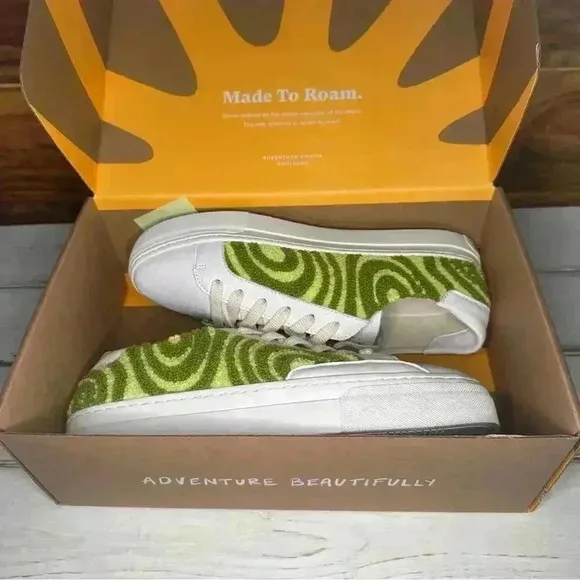 Soludos Women’s Ibiza Platform Sneakers Psychedelic Spiral Green Size 10 New