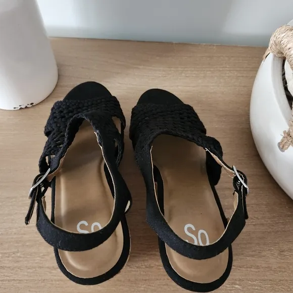 Sonoma Taffy Women's Black Woven Wedge Platform Sandals Size 8.5