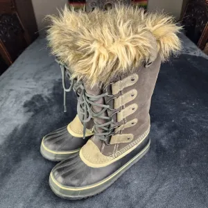 SOREL Joan of Arctic Suede Faux Fur Trim Insulated &amp; Waterproof Snow Boots 8