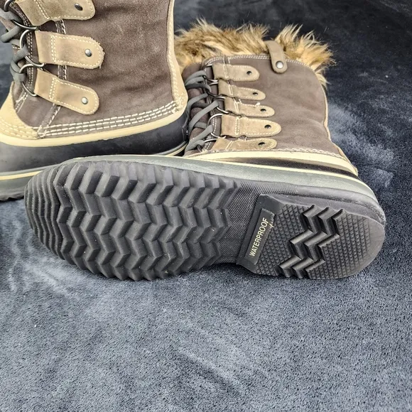 SOREL Joan of Arctic Suede Faux Fur Trim Insulated &amp; Waterproof Snow Boots 8
