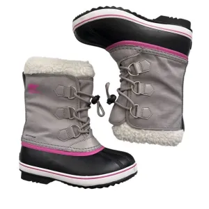 Sorel Kids Yoot Pac Nylon Snow Boots Waterproof Winter Shoes - Gray/Pink Youth 1