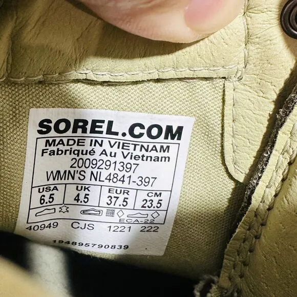 Sorel Lennox Hiker STKD Women's US 6.5 Hiking Boots Stone Green NWOB $200