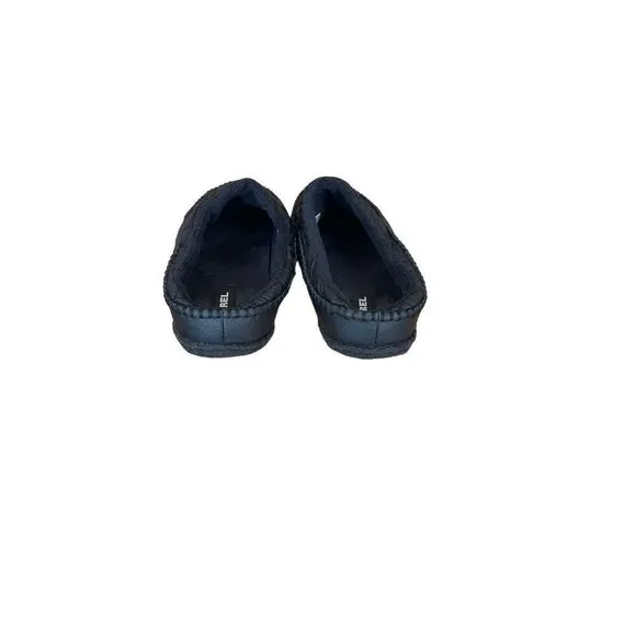Sorel Mens Black Burma Cozy Mule Slip-On Quilted Puffer Flat Mule Slippers Sz 9