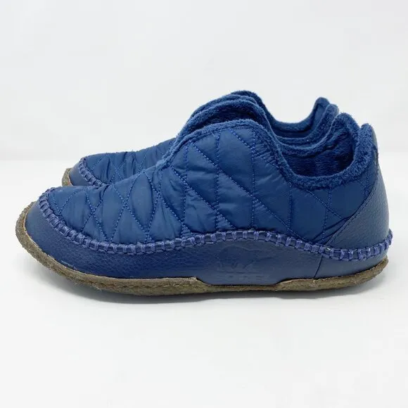 Sorel Navy Blue Manawan Quilted Nylon Bootie Slippers Men's Size 11 VGUC Slip-On