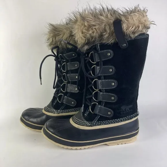 SOREL Women 8.5 Joan Arctic Heavy Snow Boots Fur felted liners Suede Waterproof