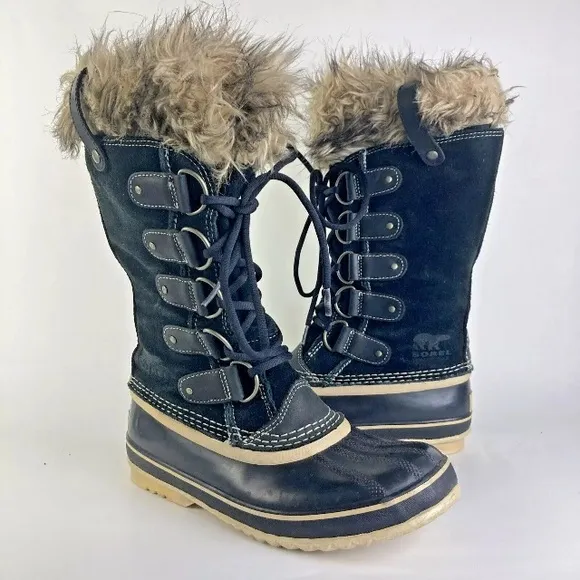 SOREL Women 8.5 Joan Arctic Heavy Snow Boots Fur felted liners Suede Waterproof