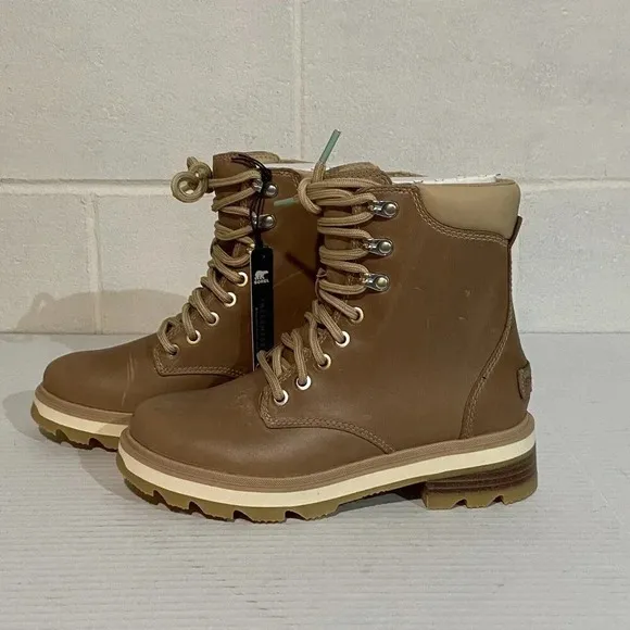 Sorel Women's Lennox Lace STKD Waterproof Boots Ceramic/Canoe Hiking Commuting