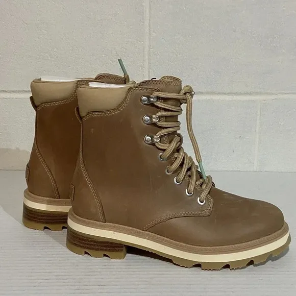 Sorel Women's Lennox Lace STKD Waterproof Boots Ceramic/Canoe Hiking Commuting