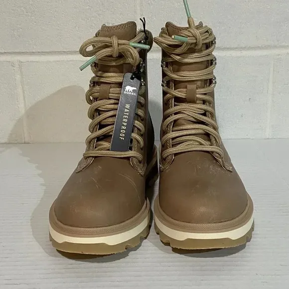Sorel Women's Lennox Lace STKD Waterproof Boots Ceramic/Canoe Hiking Commuting