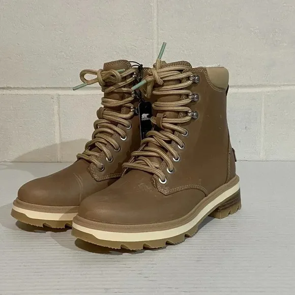 Sorel Women's Lennox Lace STKD Waterproof Boots Ceramic/Canoe Hiking Commuting