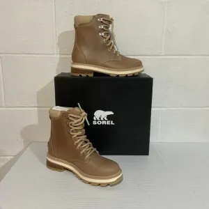 Sorel Women's Lennox Lace STKD Waterproof Boots Ceramic/Canoe Hiking Commuting
