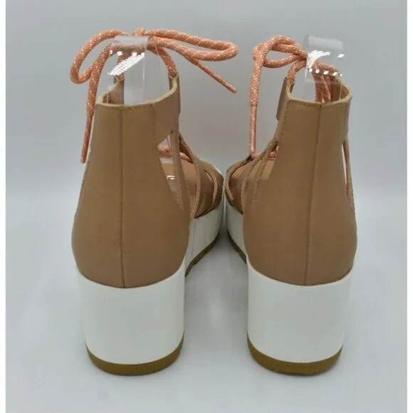 Sorel Womens Size 9 Cameron Flatform Lace Platform Beige Gladiator Sandals Shoes