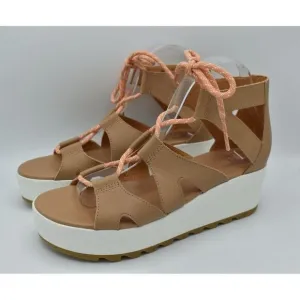 Sorel Womens Size 9 Cameron Flatform Lace Platform Beige Gladiator Sandals Shoes