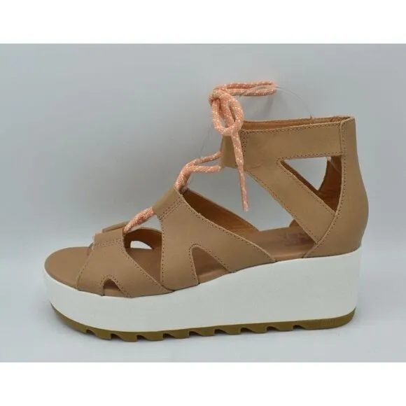 Sorel Womens Size 9 Cameron Flatform Lace Platform Beige Gladiator Sandals Shoes