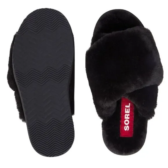 Sorel Go Mail Run slippers, black. Size 8.