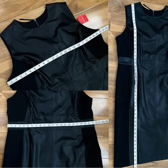 SPANX Faux Leather Sheath Dress Sleeveless Ponte Luxe Valentines Modern Black 2X