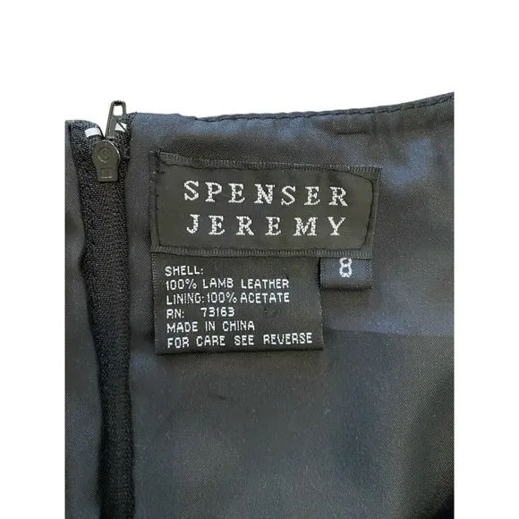 Spenser Jeremy Womens Size 8 Sheath 100% Lamb Leather Black Lined Dress Classic