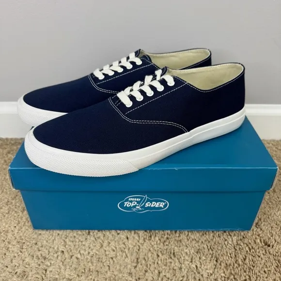 Sperry Top-Sider Shoes Men's 10.5 Cloud CVO Navy Sneakers Canvas Casual Lace Up