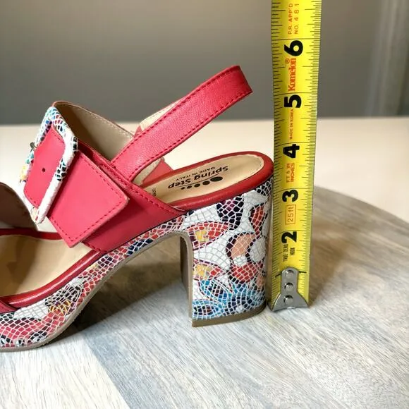 Spring Step Women's Azucar Red Mosaic Slingback Sandals US Size 8.5 / 9