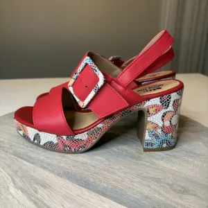 Spring Step Women's Azucar Red Mosaic Slingback Sandals US Size 8.5 / 9