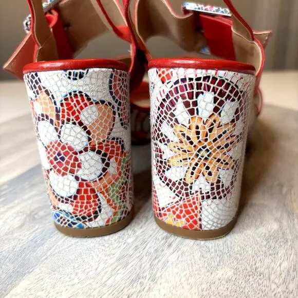 Spring Step Women's Azucar Red Mosaic Slingback Sandals US Size 8.5 / 9