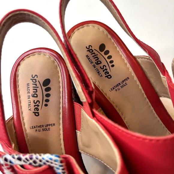 Spring Step Women's Azucar Red Mosaic Slingback Sandals US Size 8.5 / 9
