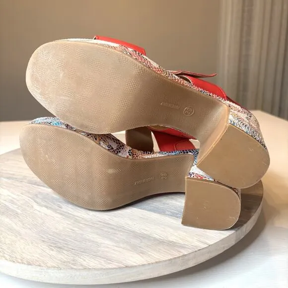 Spring Step Women's Azucar Red Mosaic Slingback Sandals US Size 8.5 / 9