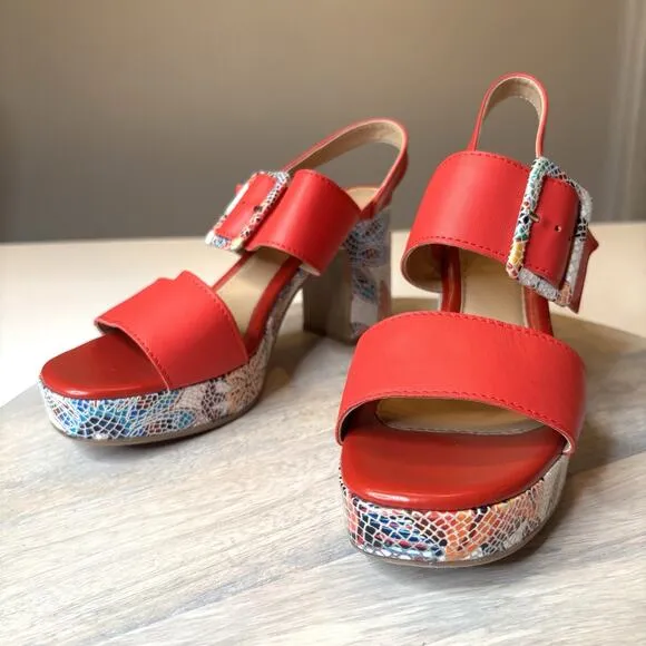 Spring Step Women's Azucar Red Mosaic Slingback Sandals US Size 8.5 / 9