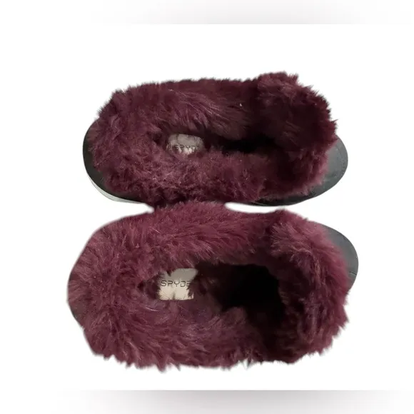 Spyder Blackberry Fur-Lined Slip-On Shoes slippers Sz 10 EUC Comfy Quilted outer
