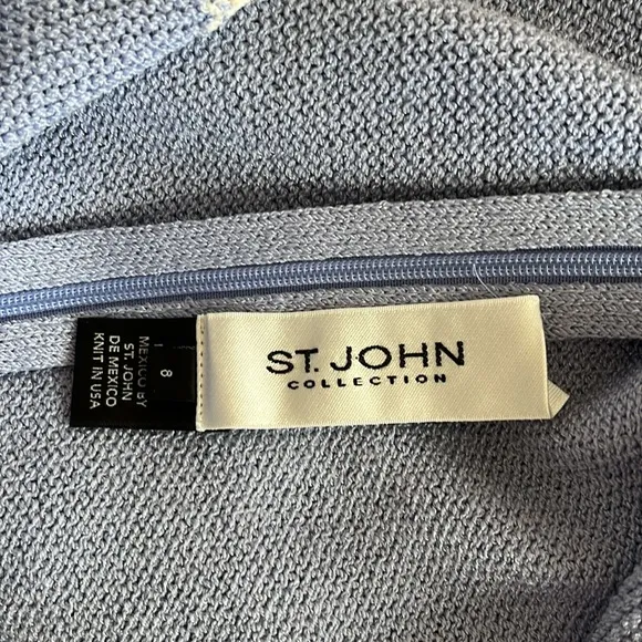 ST. JOHN Classic Knit Colorblock Scoopneck  Sheath Dress