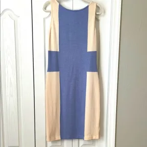 ST. JOHN Classic Knit Colorblock Scoopneck  Sheath Dress